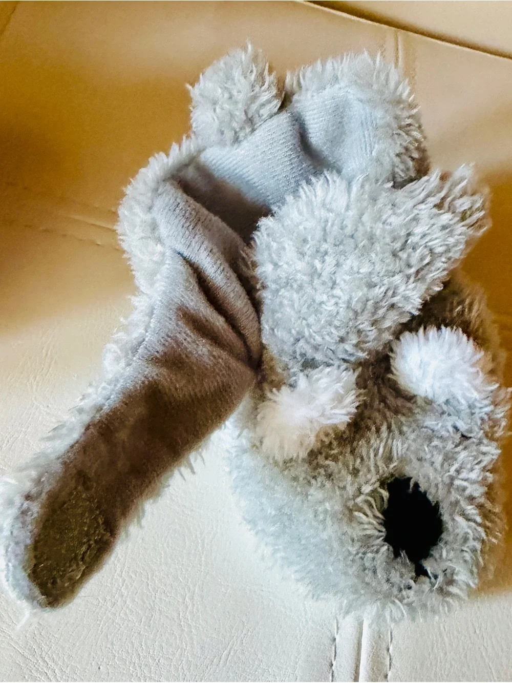 Plush Gray Baby Walker Slippers - Cozy Bear Design